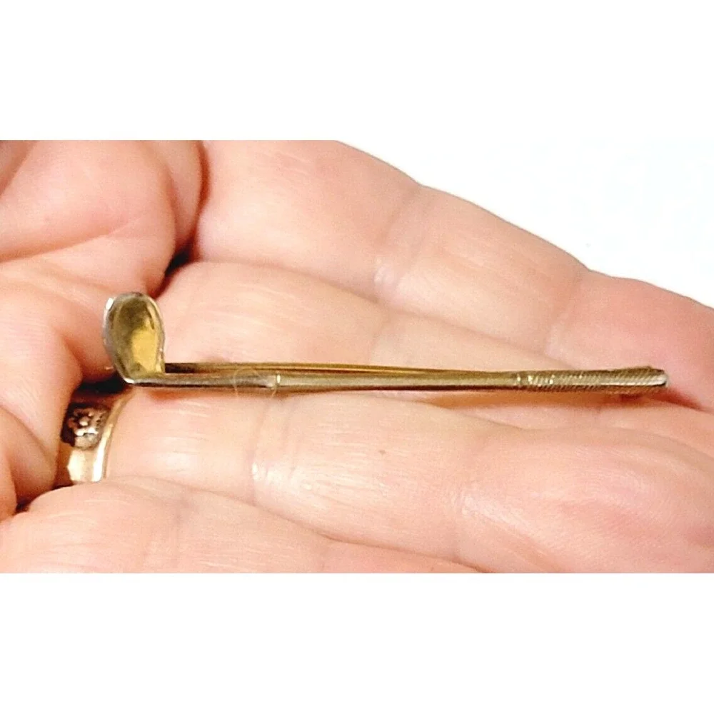 Vintage Gold Golf Club Brooch Pin Sports Gift Unisex 2